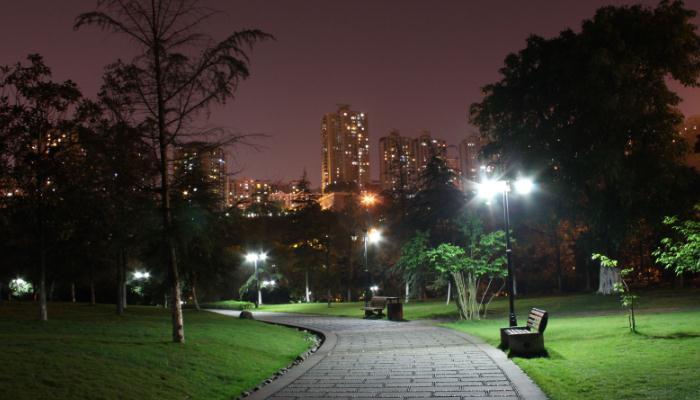 叼嘿直播APP照明小区步道照明夜景效果图