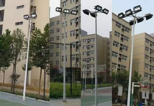 东莞叼嘿直播APP照明户外篮球场照明灯具LED投光灯+立杆实景图片