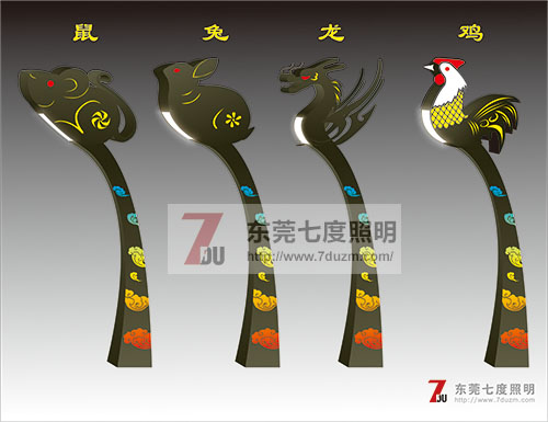 叼嘿直播APP照明-十二生肖之鼠兔龙鸡设计效果图
